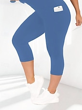 abordables Sports Grande Taille &amp; Grossesse-Femmes leggings de pilates Jambières Capri pantalon de sport Avec Poches Léger Pilates Salle de sport Course Leggings Capri Couleur Unie Gris foncé Noir Vert Véronèse Grande taille Des sports Tenues