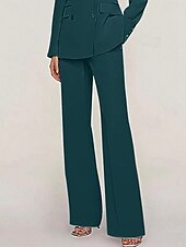 economico Tailleur pantalone della mamma-Tuta / Completo Pantalone Abito da cerimonia per signora Formale Ospite di nozze Elegante Colletto a Camicia Lunghezza al pavimento Chiffon Elasticizzato Manica Lunga con Bottoni Tinta unita 2025