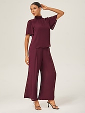 economico camicie, top e camicette-elegante completo in chiffon arricciato con collo alto