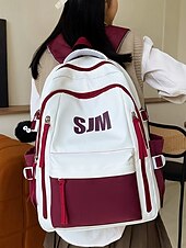 preiswerte College-Rucksäcke-Preppy-Rucksack für Damen in mehreren Farben mit SJM-Logo – leicht und robust mit verstellbaren Schultergurten, geeignet als Freizeittasche und Schultasche für den täglichen Gebrauch