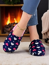 cheap Women&#039;s Slippers &amp; Flip-Flops-Women&#039;s Fuzzy Star Print Indoor Slippers – Cozy Faux Fur Winter House Shoes for Living Room, Bedroom &amp; Holiday Mornings