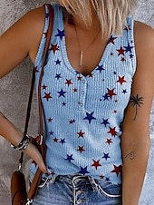 voordelige Onafhankelijkheidsdag Top-Dames Patriottische Camisole Tanktop Grafische Vlag Vintage Tropisch Stijlvol Mouwloos V-hals Reguliere Tops Dagelijks Afdruk Wit Roze Blauw Zomer Lente