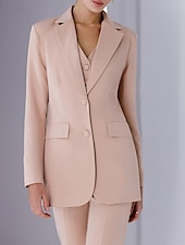 cheap Mom&#039;s Pant Suits-Jumpsuit / Pantsuit 3 Piece Pantsuit Mother of the Bride Tailored Jacket Blazer Elegant Vintage Simple Lapel Floor Length Crepe Stretch Fabric Long Sleeve with Buttons