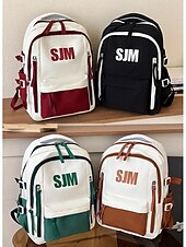 preiswerte College-Rucksäcke-Preppy-Rucksack für Damen in mehreren Farben mit SJM-Logo – leicht und robust mit verstellbaren Schultergurten, geeignet als Freizeittasche und Schultasche für den täglichen Gebrauch
