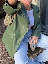 preiswerte Blazer &amp; Anzüge-Damen Blazer Warm Bequem Tasche Knöpfe Mode Modern Einfach Ausgehen Wochenende Einreihig Regulär Umlegekragen Normale Passform Langarm Oberbekleidung Schwarz Rote Braun Herbst Winter