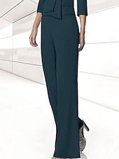 cheap Mom&#039;s Pant Suits-Pantsuit Mother of the Bride Wedding Guest Elegant Stretch Chiffon Floor Length Free Custom Size 2025