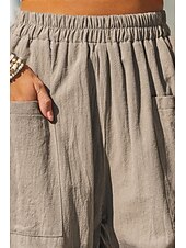 preiswerte Schlichte Hose aus Baumwollleinen-Damen Hose aus Baumwollleinen Basic Volle Länge Hohe Taille Einfach Tasche Komfort Außenbereich Mikroelastisch Urlaub Straße Lässig Schwarz Rosa Wein Marineblau Sommer Frühling Herbst Lässiger Schnitt