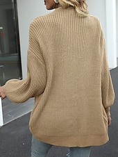 ieftine Cardigane și îmbrăcăminte exterioară-Pentru femei Pulover Bluza Elegant Modă Șic Stradă Culoare pură Deschis frontal Tricotat Manșon Lung Topuri obișnuite Tricotat În aer liber Zilnic Sfârșit de săptămână Negru Roz Îmbujorat Toamnă Iarnă