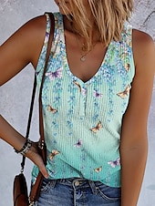 preiswerte Boho Tank Top-Damen Camisole-Tanktop Blumen Grafik Vintage Stilvoll Ethnisch Ärmellos Ärmellos V Ausschnitt Normale Oberteile Täglich Druck Blau Purpur Grün Sommer Frühling
