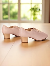 cheap Dance Sneakers-Women&#039;s Mesh Lace-Up Ballroom Dance Shoes with Low Heel, Breathable Professional Practice Footwear for Latin and Waltz Performance