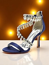 preiswerte Cocktail-Weiße Damensandalen mit Stilettoabsatz, offene Abendschuhe mit Kristallfransenriemen für formelle Anlässe und Abendpartys