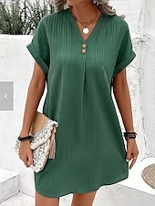 ieftine Rochie simplă-Rochie Mini Femei Rochie Corset Rochie T Shirt Rochie Tee Rochie Shift Rochie Casual Vacanță Daily Regular Fit Grafic Mâneci Scurte Guler în V Negru Roz Vin Albastru Vară