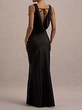 abordables Robe de cocktail-Femmes Robe Longue Maxi Robe Robe de Cocktail Mode Moderne Soirée Fête du thé Mince Uni Sans manches Col en V Noir Été
