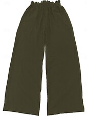 economico gamba larga e vita alta-Per donna Gamba larga Chinos Moda Essenziale Casual Lungo Vita Alta Semplice Tasca Fascia Elastica Comodo Morbido Confortevole Micro-elastico All&#039;aperto Streetwear Nero Rosa Cachi Verde militare