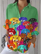 Γυναικεία Μπλουζάκι Κουμπί Κάτω Τουνίκ Shirt Γιακάς Μακρύ Μανίκι Ombre Σκύλος Ενεργό Γλυκό Καθημερινά Κανονικά Μπλουζάκια Εργασίας Εκτύπωση Μαύρο Άσπρο Ροζ Μπλε Πράσινο Άνοιξη Φθινόπωρο Χαμηλού Κόστους Ζώα Κορυφές-Γυναικεία Μπλουζάκι Κουμπί Κάτω Τουνίκ Shirt Γιακάς Μακρύ Μανίκι Ombre Σκύλος Ενεργό Γλυκό Καθημερινά Κανονικά Μπλουζάκια Εργασίας Εκτύπωση Μαύρο Άσπρο Ροζ Μπλε Πράσινο Άνοιξη Φθινόπωρο