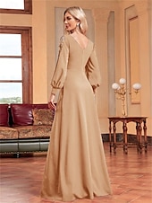 abordables VERT-Ligne A Robes de Quinceanera Élégant Robe Formel Mariage Longueur au sol manche longue Col en V Satin avec Perlage 2025
