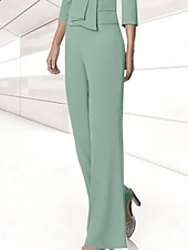 cheap Mom&#039;s Pant Suits-Pantsuit Mother of the Bride Wedding Guest Elegant Stretch Chiffon Floor Length Free Custom Size 2025