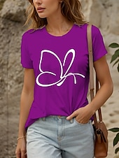 abordables T-shirt Animaux-Femmes T-shirt Graphique Animal ancien Élégant Classique Manche Courte Col ras du cou Col rond Hauts Réguliers Quotidien Week-end Imprimé Noir Blanche Rose Claire Rouge Bleu Été Printemps