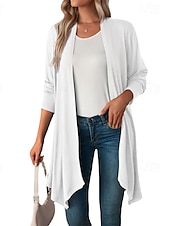 abordables Manteaux &amp; trenchs-Femmes Manteau Chaud Confortable Ourlet irrégulier Mode Extérieur Uni Sortir Week-end Cardigan Long Sans Col Coupe régulière manche longue Vêtements d&#039;extérieur Noir Blanche Rose Claire Automne Hiver