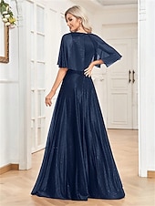 abordables Semi-formel / Cocktail-Robe de quinceanera A-Line élégante robe formelle de mariage longueur sol manches courtes col en V en satin avec plis