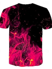 cheap Skull &amp; Bone-Men&#039;s Graphic Flame Shirt T shirt Flame Shirt Short Sleeve T shirt Round Neck Shirt Streetwear Exaggerated Club Beach Blue Fuchsia Orange Summer Clothing Apparel Asian Size S M L XL 2XL 3XL 4XL