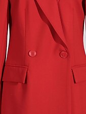cheap Floor Length-Blazer Dress Mother of the Bride Dress Tuxedo Dress Elegant Shirt Collar Ankle Length Polyester Long Sleeve with Solid Color
