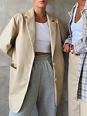 preiswerte Blazer &amp; Anzüge-Damen Blazer Warm Bequem Tasche Knöpfe Mode Modern Einfach Ausgehen Wochenende Einreihig Regulär Umlegekragen Normale Passform Langarm Oberbekleidung Schwarz Rote Braun Herbst Winter