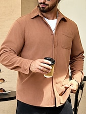 economico Giubbotti e cappotti da uomo-Per uomo Giacca Leggera Giacca in Velluto a Coste Giacca Casual Vacanza Quotidiano Resistente all&#039;usura Tasca Primavera Autunno Semplice Moda Classico Bavero Regolare Nero Blu marino Cammello Marrone