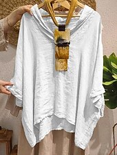 abordables Chemises-Femmes Chemises en coton et lin Couleur Unie Basique Occasionnel Manche 3/4 Col en V Hauts Longs Quotidien Noir Blanche Jaune Vert Véronèse bleu marine Été Printemps