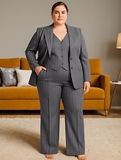 olcso Anya nadrágkosztümje-Nadrágöltöny 3 Részes Készlet Anyának a Menyasszonyhoz Tuxedo Esküvői Vendég Elegáns Blézer Klapák Bokahosszig Csíkos Hosszú Ujjú Zsebekkel