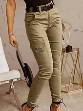 cheap Women&#039;s Cargo Pants-Women&#039;s Cargo Pants Pants Trousers Fashion Streetwear Full Length Natural Solid Colored Pocket Comfortable Micro-elastic Sports &amp; Outdoor Daily Wear Dark Brown Black Light Green Army Green Spring Fall