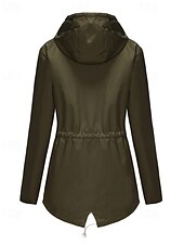 cheap Active Jacket-Women&#039;s Trench Coat Warm Comfortable Zipper Pocket Fashion Outdoor Plain Holiday Going out Zipper Regular Hooded Regular Fit Long Sleeve Outerwear Black Red Green Fall Winter