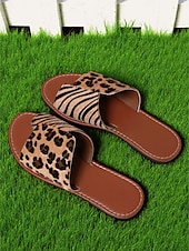 preiswerte Lässige Sandalen-Damen-Sandalen mit Animalprint und Zebra- und Leoparden-Patch-Design für Sommerpicknicks, den Garten und den Urlaub im Resort