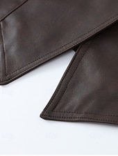 billiga Jackor i konstläder-Dam Imitationsläderjacka Håller värmen Bekväm Spetsknuten Ficka Mode Utomhus Slät Gata Ledigt / vardag Normal Nedvikt Normal Långärmad Ytterkläder Svart Brun Höst Vinter