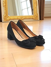 economico Anni &amp;#39;50-Per donna Tacchi Retrò Feste Lavoro Quotidiano Fiocco Tacco grosso Punta quadrata Elegante Vintage Finta pelle scamosciata Mocassino Nero Rosa Blu