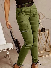 cheap Women&#039;s Cargo Pants-Women&#039;s Cargo Pants Pants Trousers Fashion Streetwear Full Length Natural Solid Colored Pocket Comfortable Micro-elastic Sports &amp; Outdoor Daily Wear Dark Brown Black Light Green Army Green Spring Fall