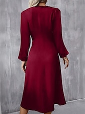 economico Abito a Strisce e Geometrico-Per donna Mini Abito Abito a trapezio Abiti semi formali Ufficio Vestibilità regolare Plaid Semplice Manica Lunga Girocollo Nero Vino Rosso Estate Autunno