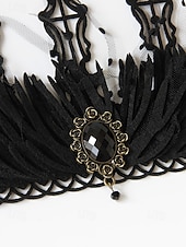 billige Maskerade Tilbehør-gotisk svart blondekronepannebånd med edelstensanheng til dame, Halloween-festdronningtiara, kostymetilbehør i vintagestil for voksne