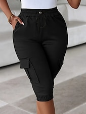 Dam Cargo-shorts Capribyxor Mode Streetwear Vadlängd Naturlig Solid färg Ficka Elastisk midja Bekväm Microelastisk Sport & Utomhus Dagliga kläder Vin Svart Rodnande Rosa Armégrön Sommar Vår Normal billiga lastbyxor för kvinnor-Dam Cargo-shorts Capribyxor Mode Streetwear Vadlängd Naturlig Solid färg Ficka Elastisk midja Bekväm Microelastisk Sport & Utomhus Dagliga kläder Vin Svart Rodnande Rosa Armégrön Sommar Vår Normal