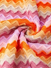 cheap Skirts-Orange Knitted Stretch Color Block Skirt