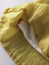 cheap Design Cotton &amp; Linen Dresses-Women&#039;s Maxi Dress Cotton Linen Dresses Casual Dress Swing Dress Cotton Maxi Dress Basic Casual Vacation Daily Regular Fit Plain 3/4 Length Sleeve Crew Neck Yellow Pink Summer