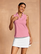 cheap Polos &amp; Quarterzips-Women&#039;s Golf Polo Shirt Baby blue Lake blue Black Sleeveless Top Ladies Golf Attire Clothes Outfits Wear Apparel