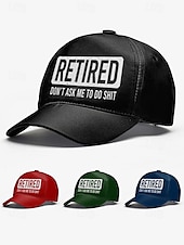 preiswerte Herrenhüte-Lustige schwarze Baseballkappe für Herren mit „Retired“-Aufdruck – verstellbare Baumwollmütze für Rentner, lässige Outdoor-Kleidung und Scherzgeschenke