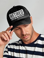 preiswerte Herrenhüte-Lustige schwarze Baseballkappe für Herren mit „Retired“-Aufdruck – verstellbare Baumwollmütze für Rentner, lässige Outdoor-Kleidung und Scherzgeschenke
