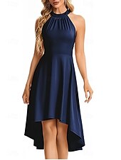 economico Abiti da sposa-Linea ad A Abiti per invitati a matrimoni Elegante Vestito Ospite di nozze Fidanzamento Asimmetrico Senza Maniche All&#039;americana Chiffon Elasticizzato con Pieghe 2025