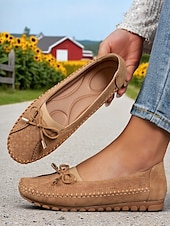 baratos Sapatilhas e Mocassins de mulher-mocassins femininos com laço rosa – mocassins leves e casuais para dirigir, ideais para tarefas diárias, passeios no jardim e looks casuais