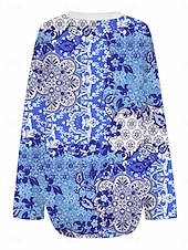 abordables Tops Boho pour Femmes-Femmes Chemisier Fleuri Graphique Paisley Élégant manche longue Col en V Hauts Réguliers Quotidien Fête Imprimé Rose Claire Bleu Vert Été Printemps