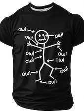  Tricou Grafic Amuzant pentru Bărbați Ow Dureri  Disconforturi cu Mâneci Scurte