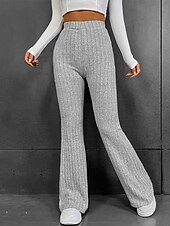 economico Leggings semplici-Per donna Pantaloni Eleganti Pantaloni Streetwear Casual Lunghezza intera Naturale Semplice Elastico in vita Comodo All&#039;aperto Confortevole Ferie Abbigliamento quotidiano Uscire Grigio Cachi Autunno