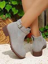 cheap Ankle Boots-Women&#039;s Brown Ankle Boots – Fall Boots with Buckle Strap for Oktoberfest, Farm Markets, Beer Festival and Rustic Outdoor Days
